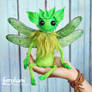 Green fairy art doll handmade