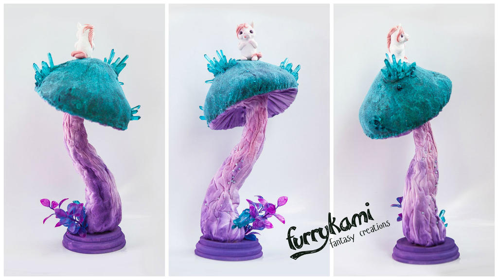 Crazy mushroom, crystals and unicorn