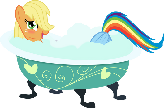 Applejack and Rainbow Dash take a bath