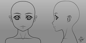 Anime Girl Head Model Sheet 01 by johnnydwicked