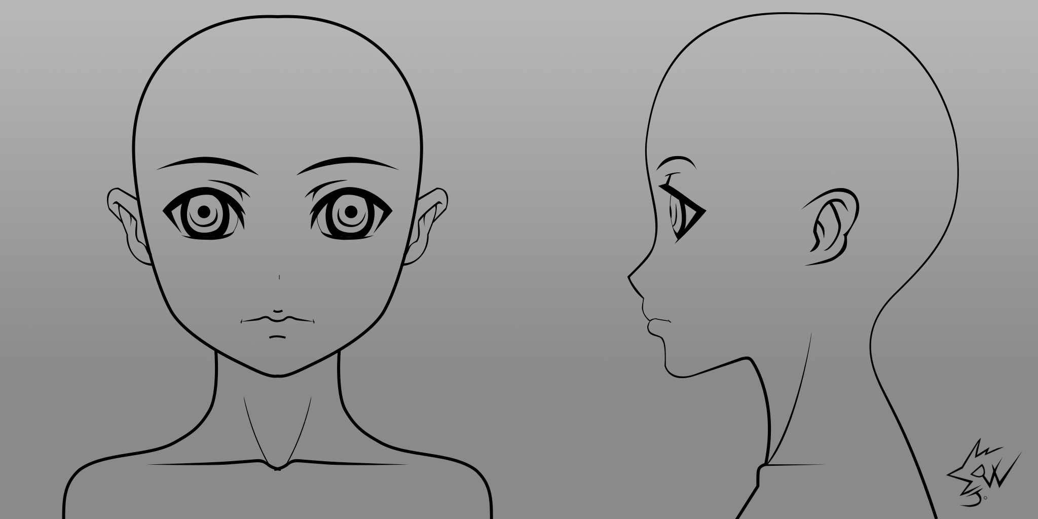 Anime Girl Head Model Sheet 01