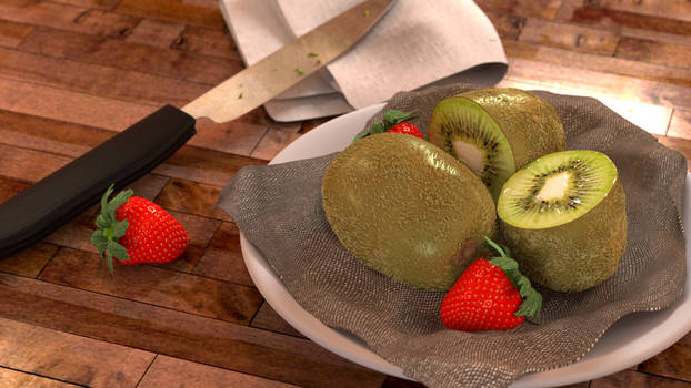 Kiwi fruit and strawberries