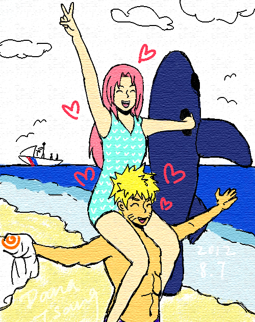 narusaku on the beach