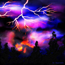Fire-induced storm - digital painting