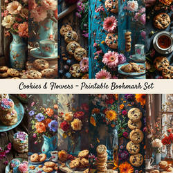 Cookies and Flowers Printable Bookmarks