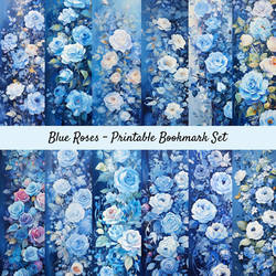Blue Roses Printable Bookmarks