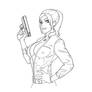 Claire Redfield manga pin up line art