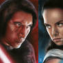 Kylo and Rey matching portraits 