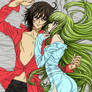 Lelouch Lamperouge and C.C Line art with color