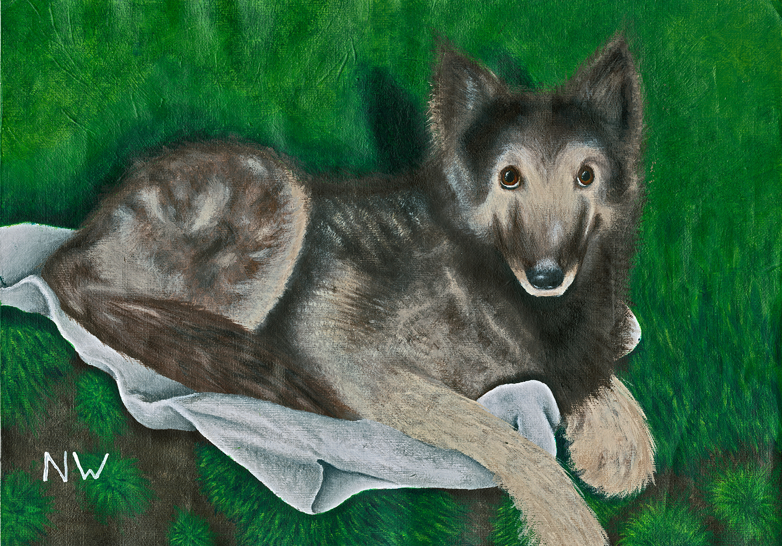 Memorial painting of Shadow the Belgian Shepherd