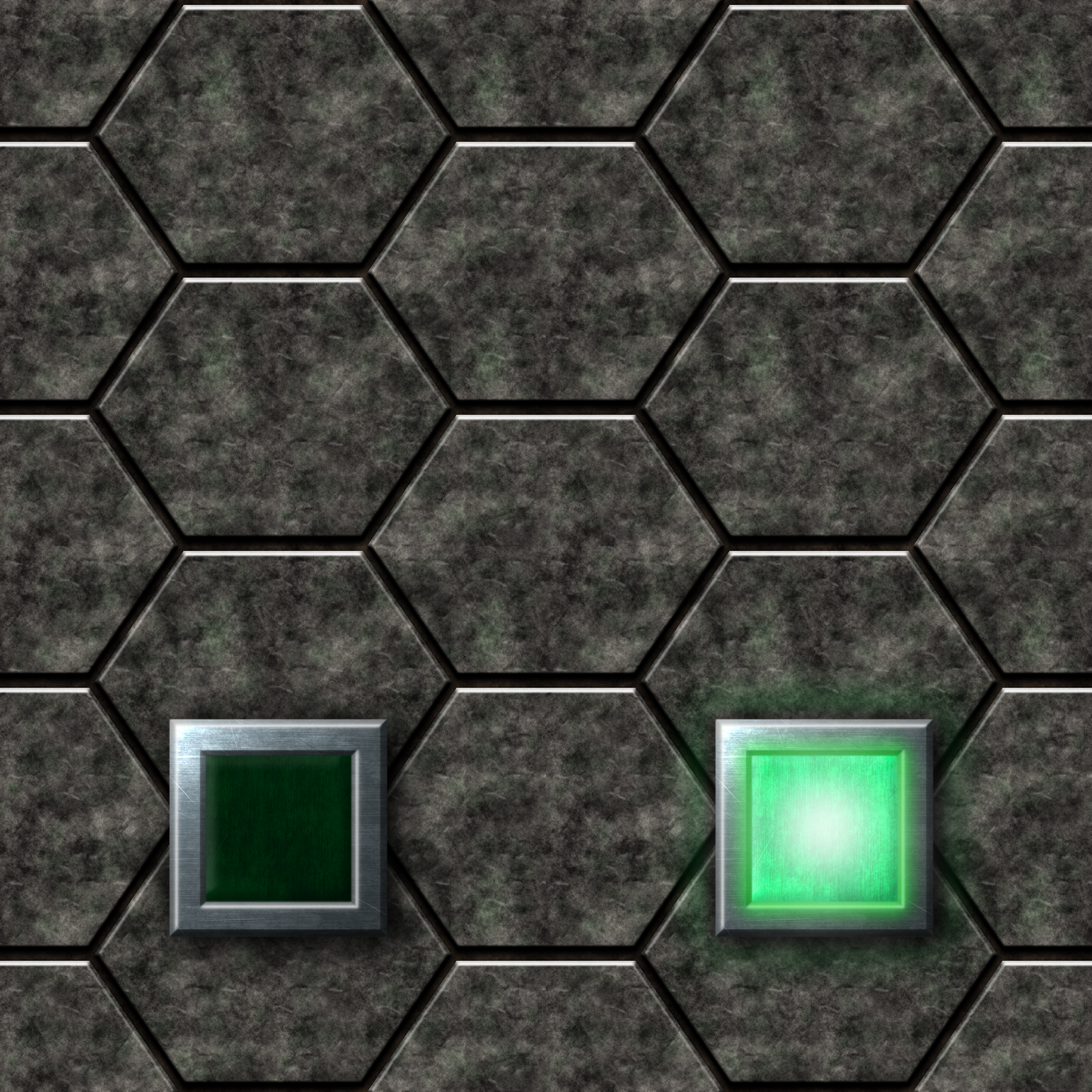 Hexagonal Wall with Green Button Switch