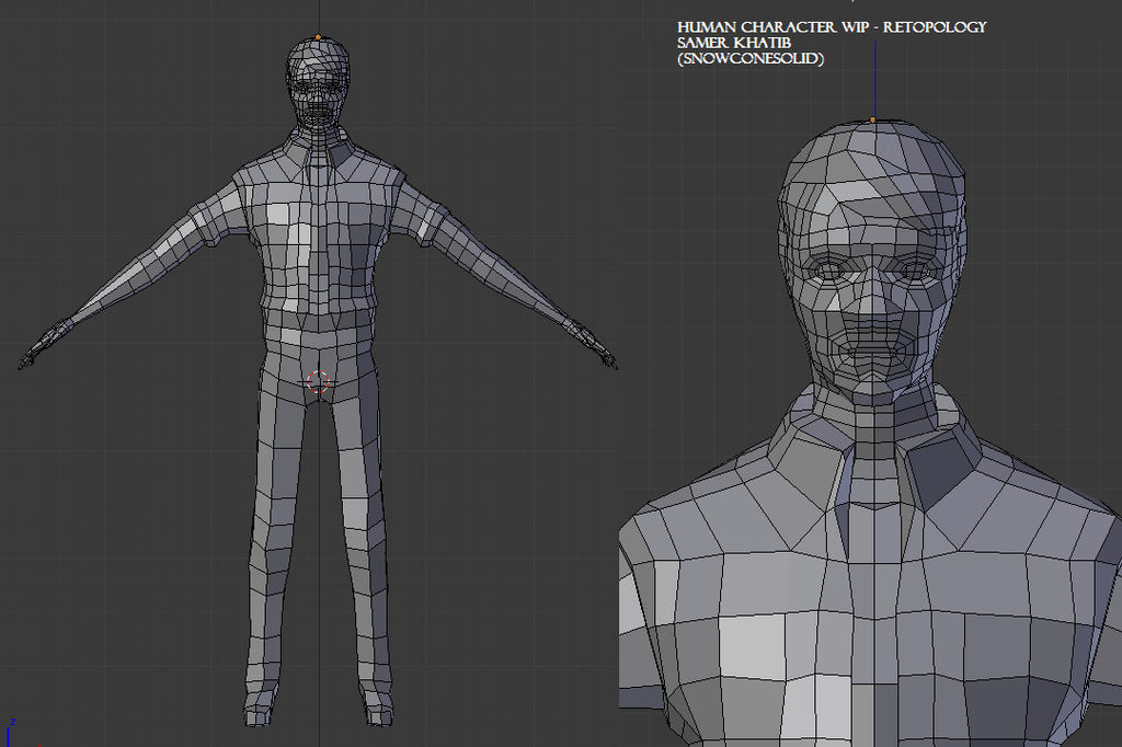 Retopology of High res Human by Snowconesolid on DeviantArt