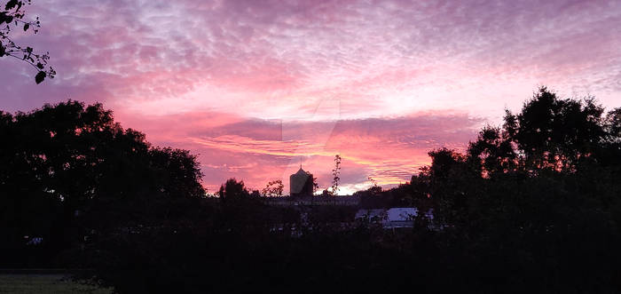 Pink Sky Over the Church