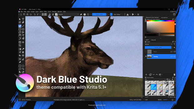 Dark Blue Studio theme for Krita