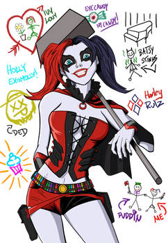 Harley Quinn with crayon belt