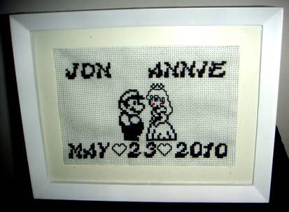 Mario + Peach wedding xstitch