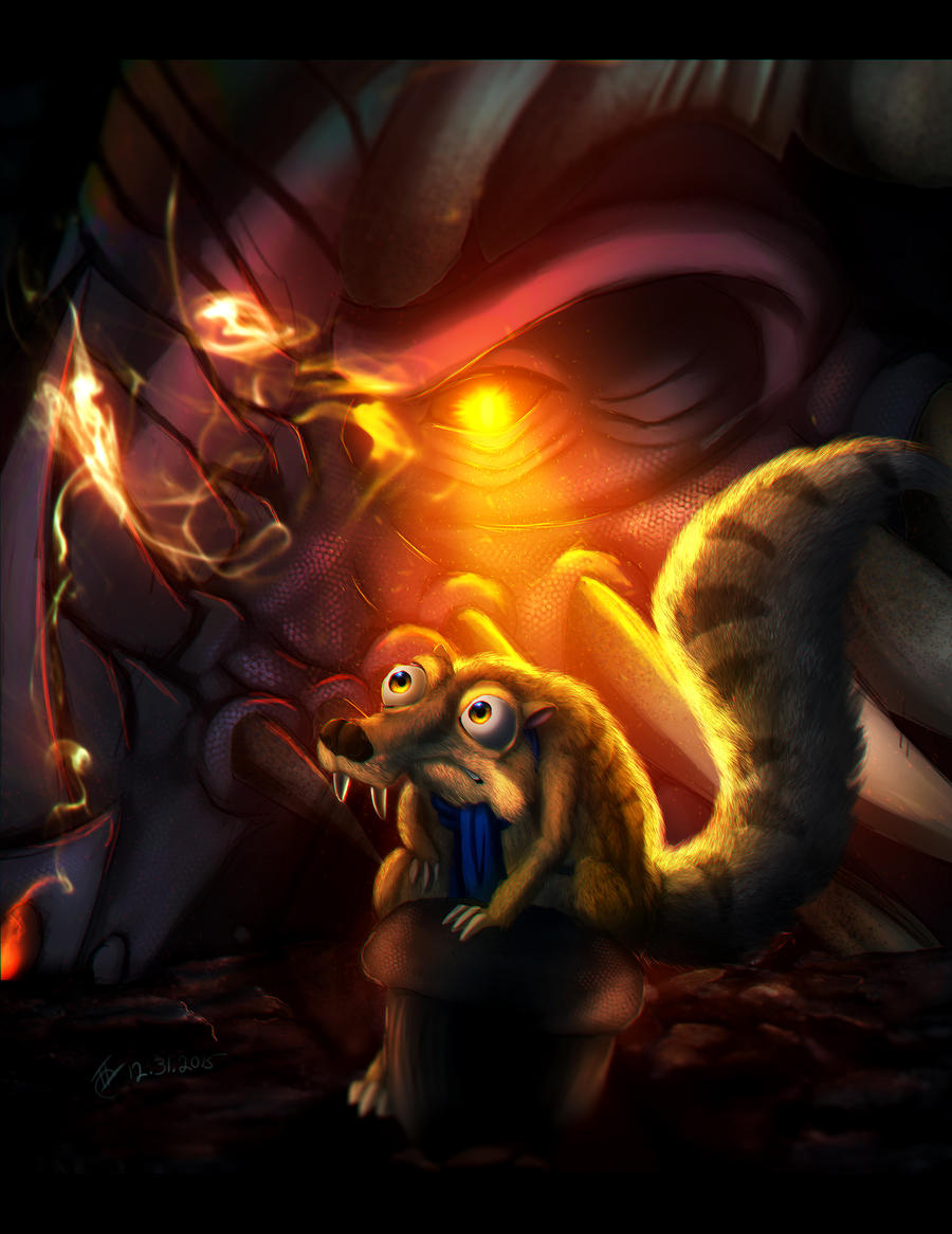 Scrat Style Scrat and the Dragon by Ghostwalker2061 on DeviantArt