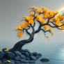 Moonlit Bloom: Enchanted Tree by the Lake