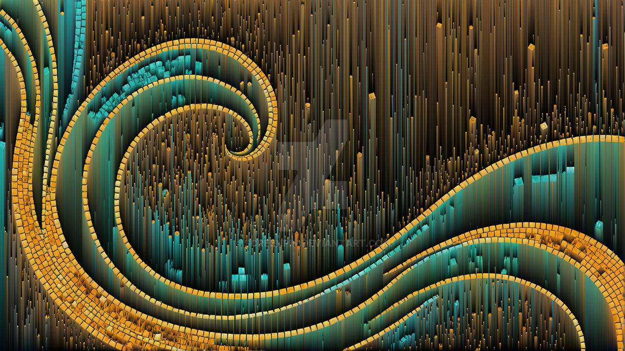 Golden Turquoise Abstract Flow