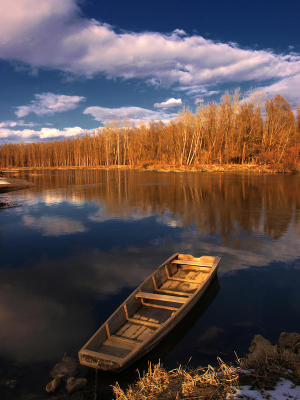 Boat on the river Mura