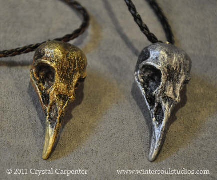 Gold and Silver Bird Skulls