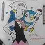 Dawn/Hikari with Piplup~Hand Drawing-25