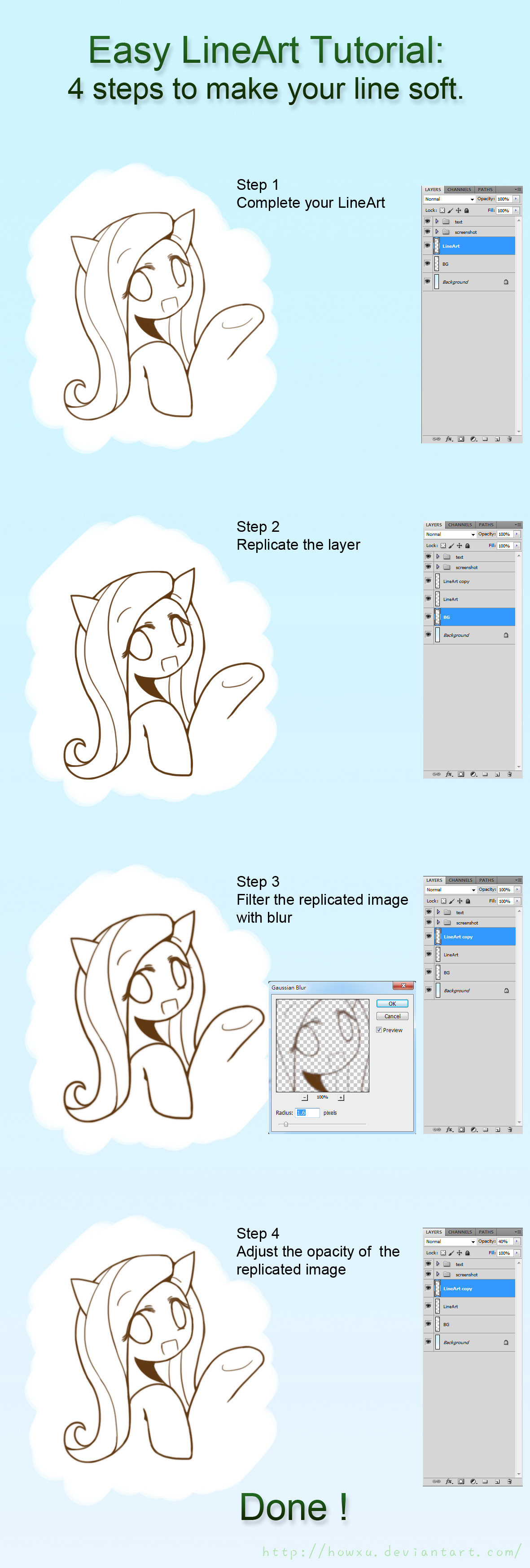 Easy LineArt Tutorial by HowXu