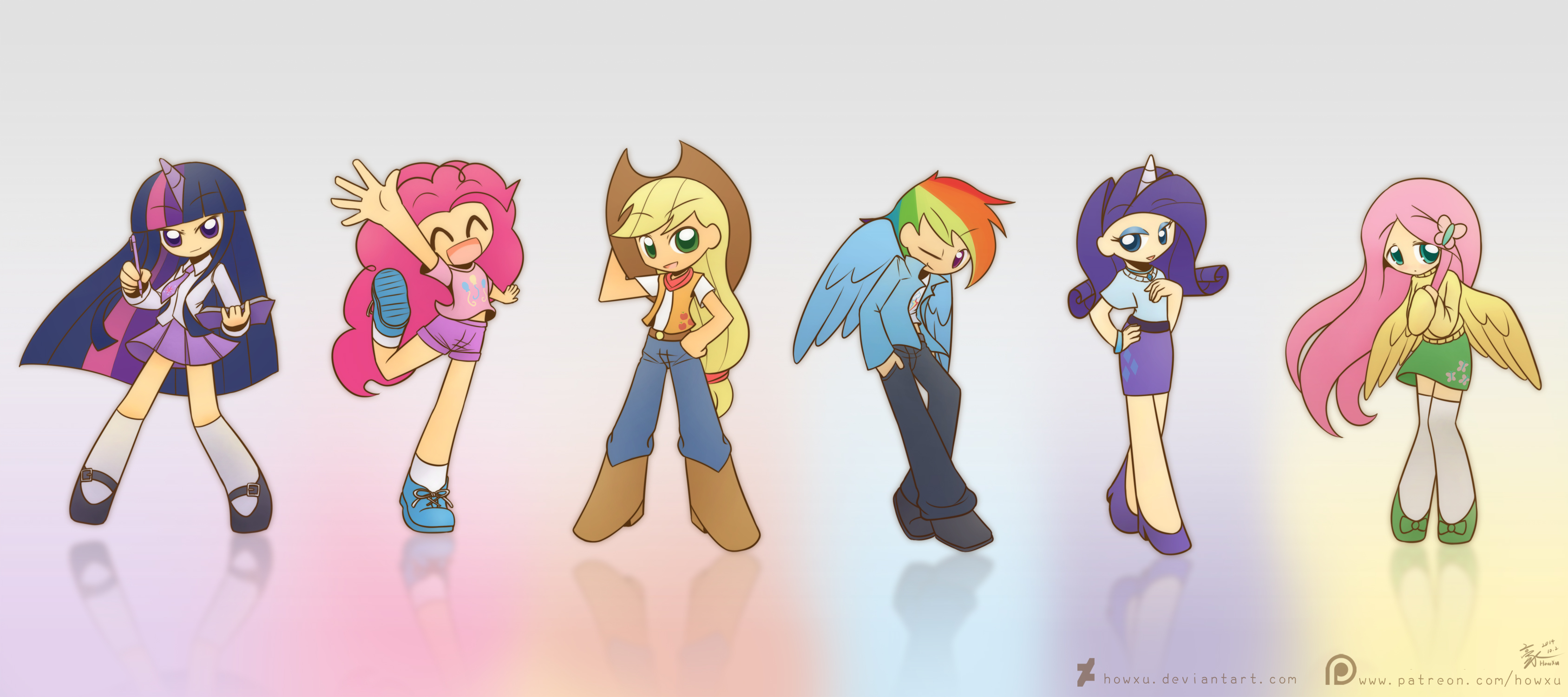 Humanized mane six by HowXu on DeviantArt