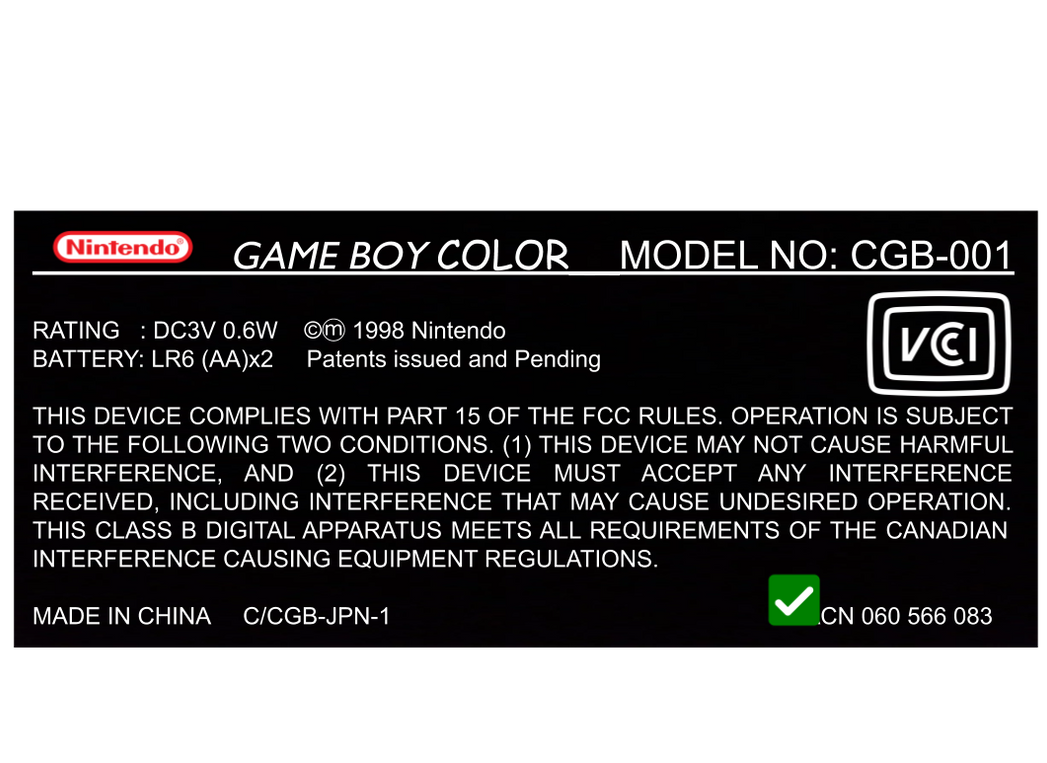 Nintendo GameBoy Color CGB-001 Label/Sticker by Mariofan345 on DeviantArt