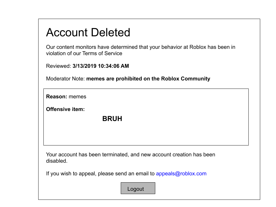 Roblox Ban Message By Mariofan345 On Deviantart - roblox account banned picture 2021