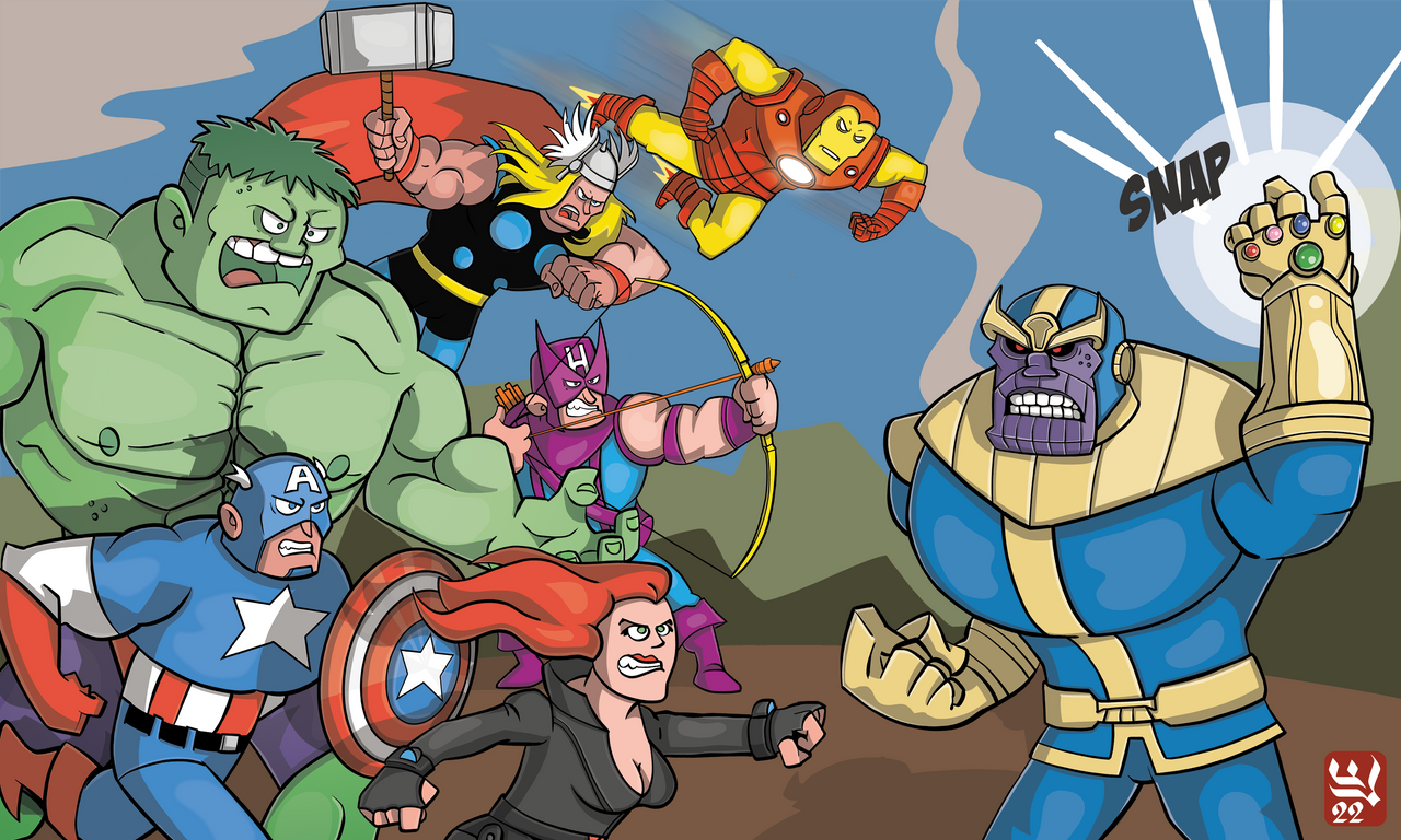 Classic Avengers vs Thanos by art-E-Kan on DeviantArt