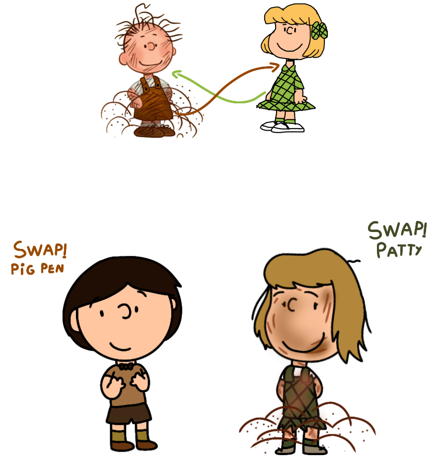 Peanuts Swap AU: pig pen and patty swanson