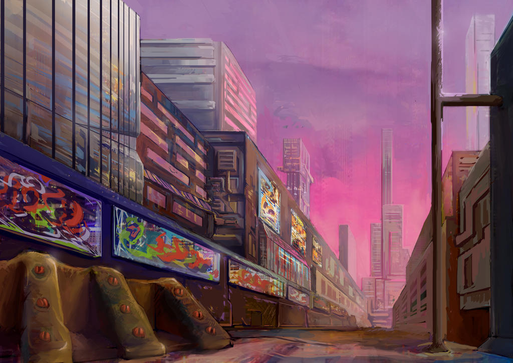 Cyberpunkish landscape by sorokyn on DeviantArt