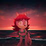 (COMM) Elika on The Beach By PeachyOwlArt