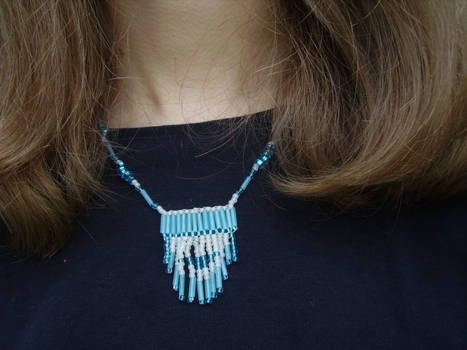 Blue and White Bead Weaving Necklace