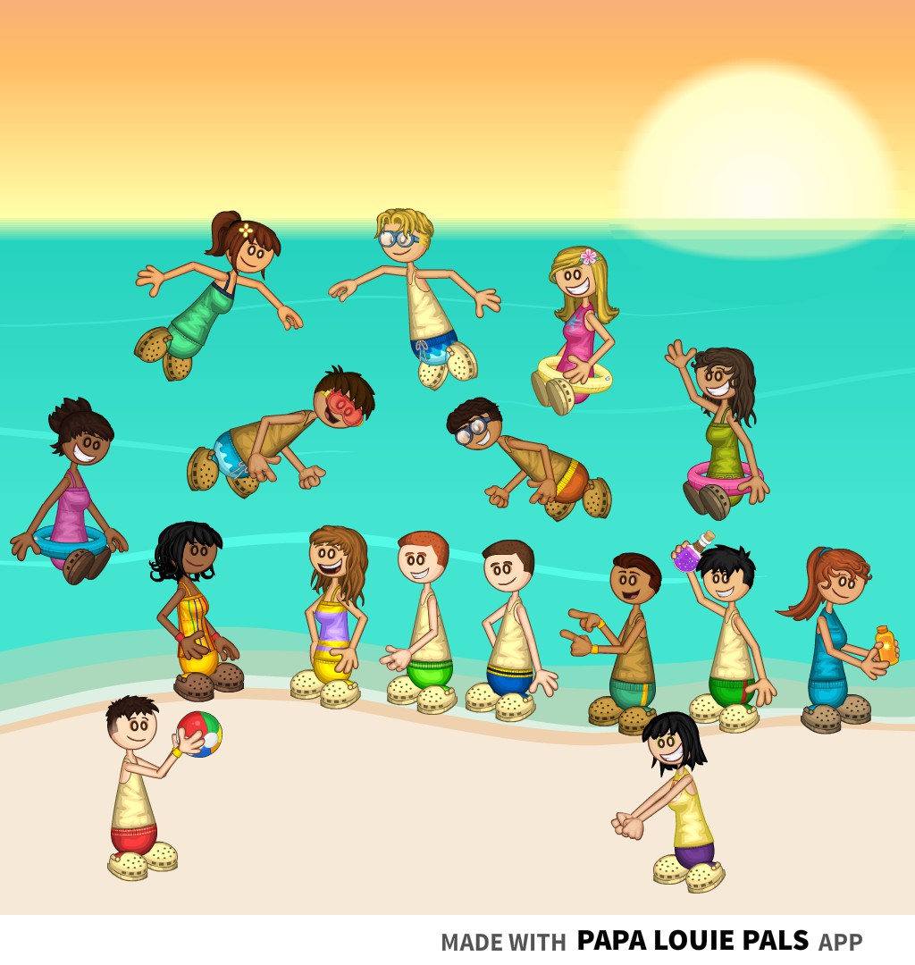 Beach day with Papa Louie Pals by IHateMushab on DeviantArt