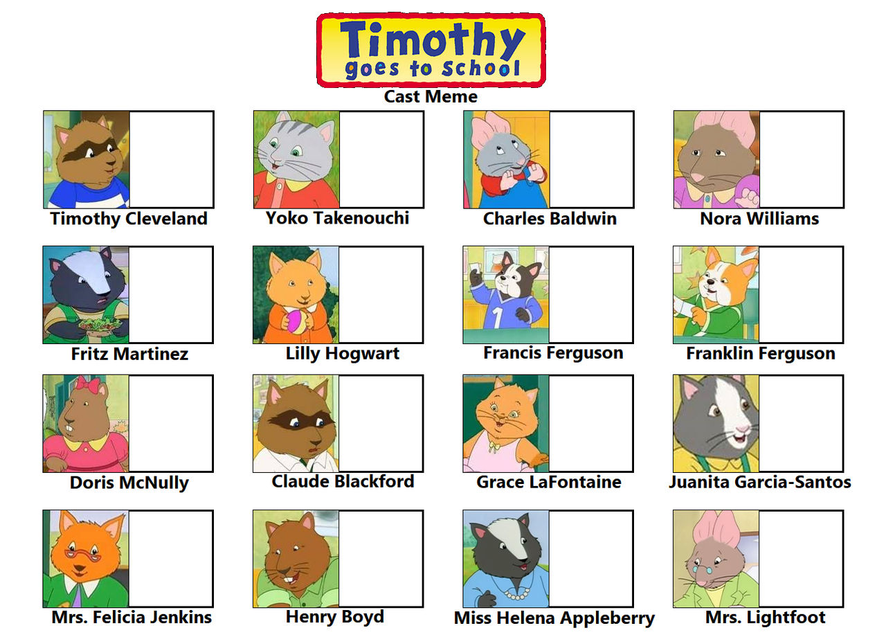 Timothy Goes to School Cast Meme (Template) by liamaguilar30 on DeviantArt