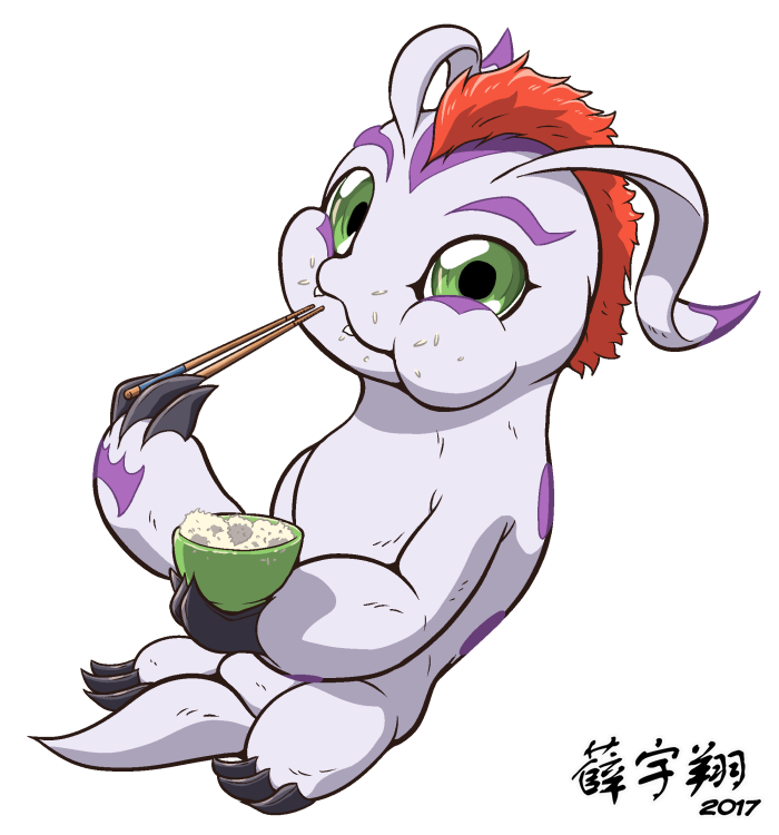 Gomamon and a Bowl of Rice by zenmigawa on DeviantArt