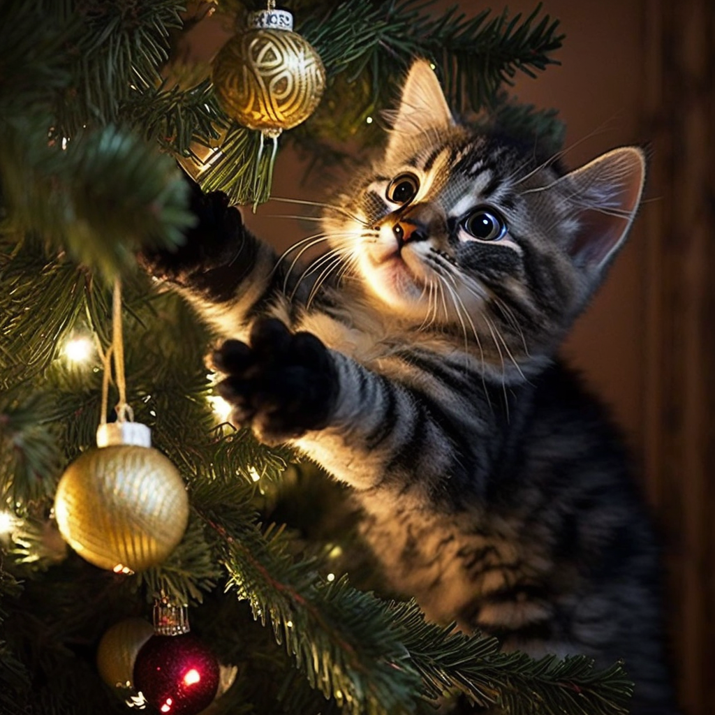 Cat Climbing Christmas Tree AI generated by Chikorita83 on DeviantArt