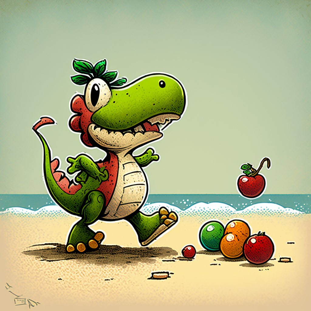 Little Dinosaur on the Beach (AI-generated) by Chikorita83 on DeviantArt