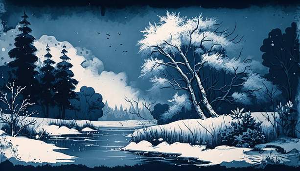 Blue Winter Landscape