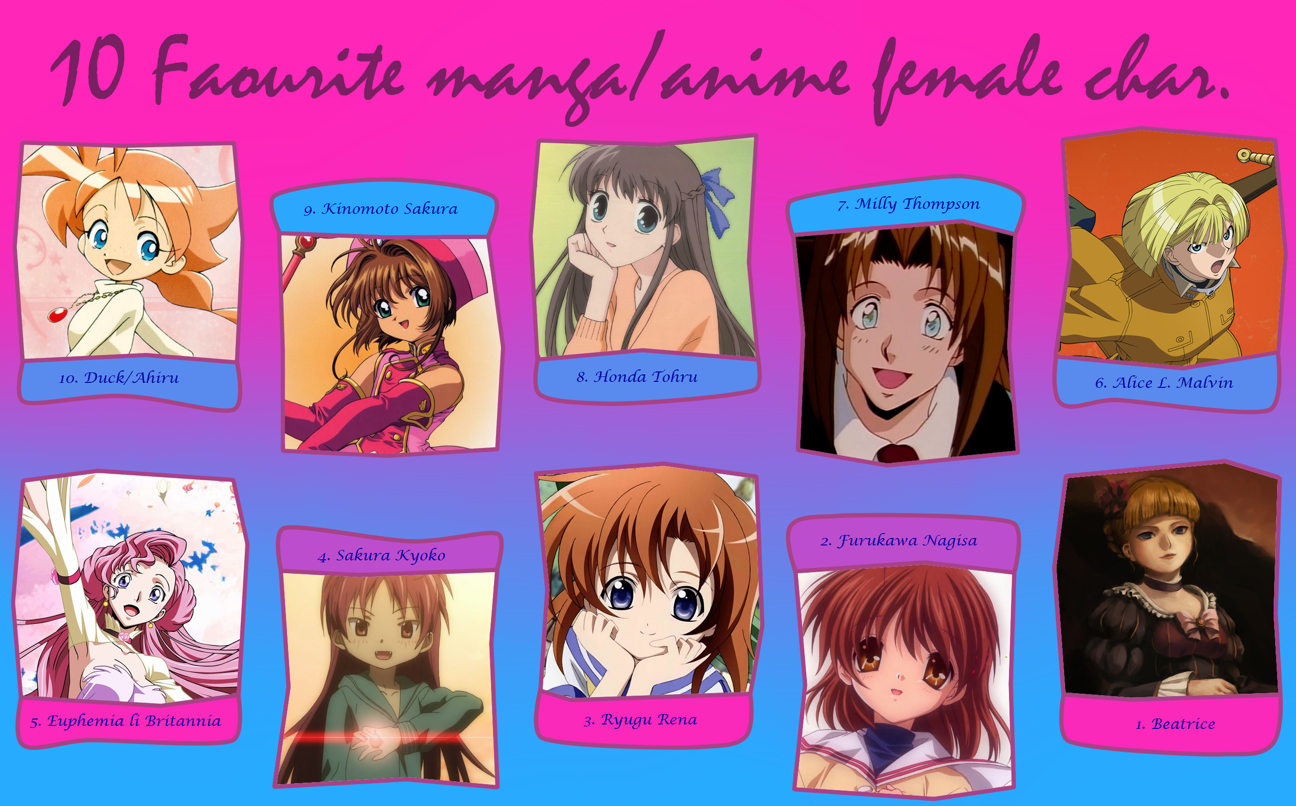 My Top 10 Favorite Female Anime/Manga Characters by ...