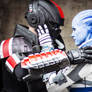 Liara and commander Shepard cosplay