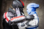 Liara and commander Shepard cosplay