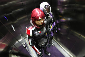 Tali and Shepard in Elevator