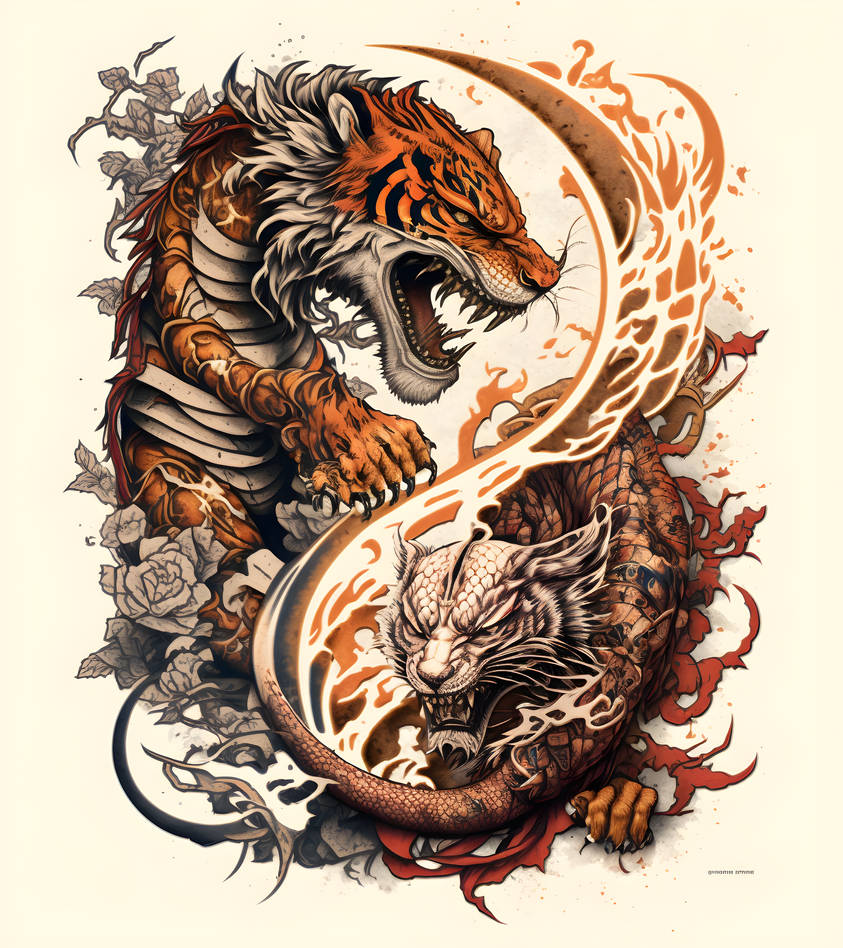 Lion and Dragon Tattoo Design by prajinsp on DeviantArt