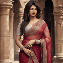 Priyanka in Red Georgette Silk