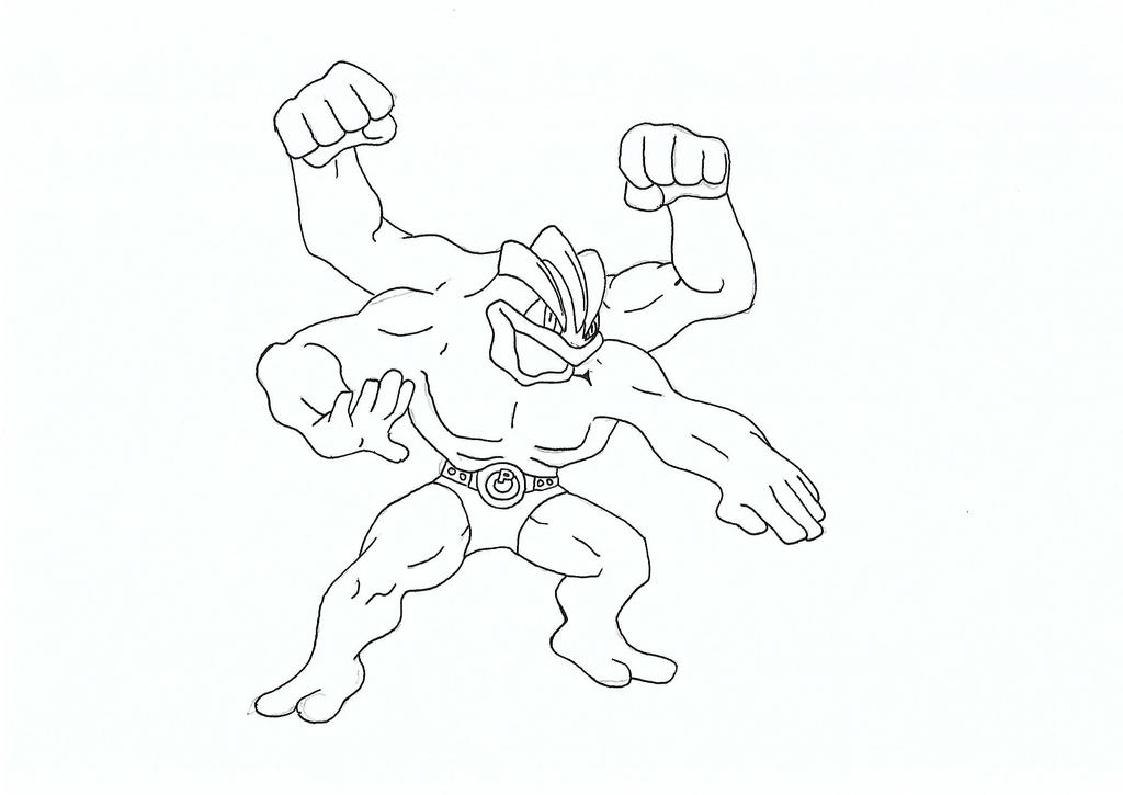 #0068 Machamp Lineart by Singingartist1234 on DeviantArt