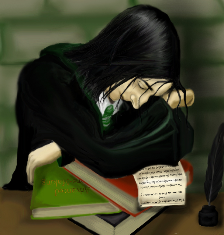 Snape Writing Snape and Books Version 2 by qui-quae-quod on DeviantArt