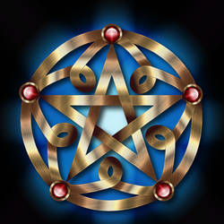 Golden Pentacle with ruby
